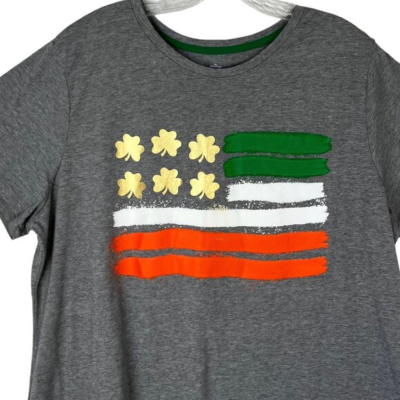 St Patricks Day Irish Womens Tshirt Flag Shamrocks Gray Size XXL - Picture 3 of 7